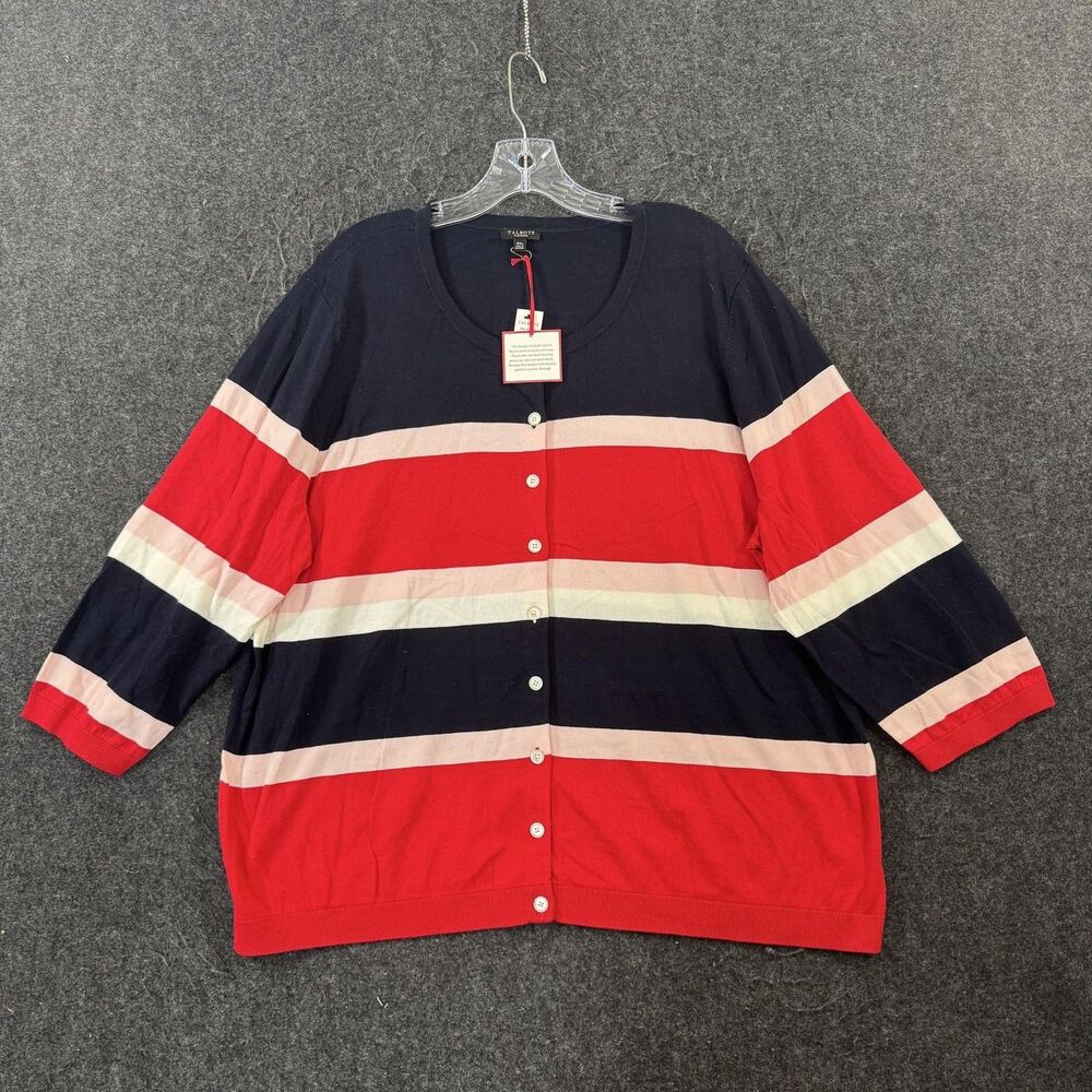Talbots Sweater Women's 3X Petite Multicolor Striped Button Cardigan Knit